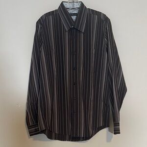 7 Diamonds Dark Striped Button Down Shirt